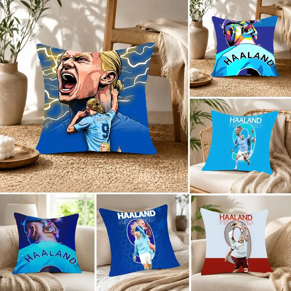 Famous athlete Erling Haaland Cushion Cover Fluffy velvet Nordic style plush Living room sofa decorative