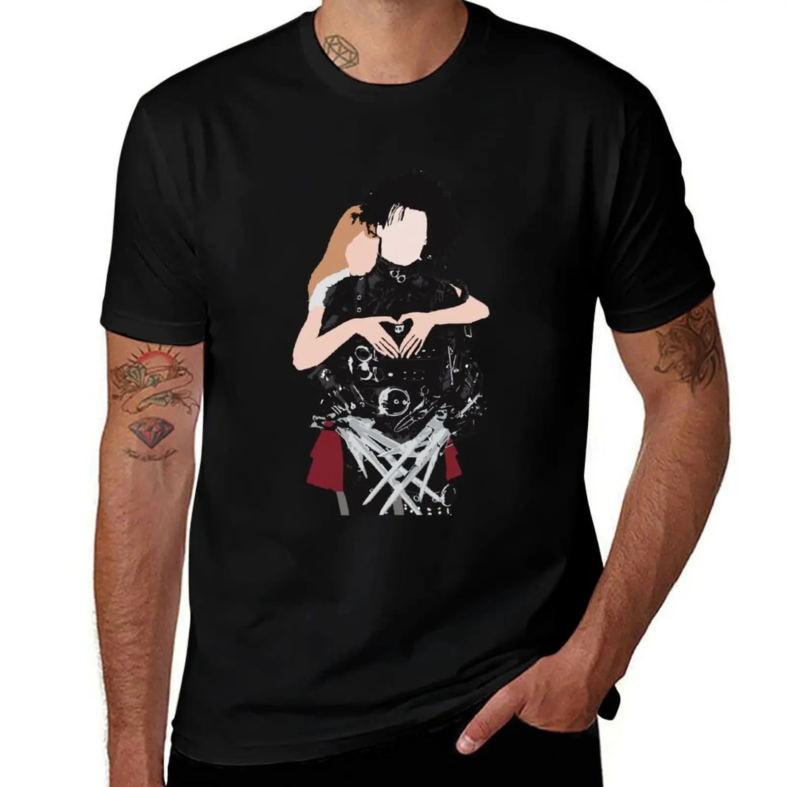

Edward Scissorhands Heart Graphic T-Shirt Outdoor Sports Lightweight Tee