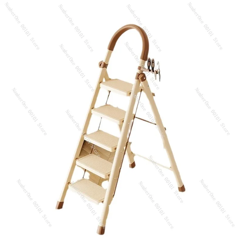 Telescopic Household Ladder with A-Frame Design, Multi-Functional Folding Ladder Home and Office, Lightweight Portable Staircase