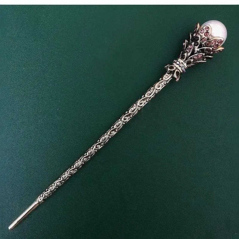 Antiker Goldener Geschnitzter Haarstab mit Kunstperlen und Bunten Strasssteinen für Hanfu, Hochzeiten, Partys und Tägliche Haardekoration – Detail 2