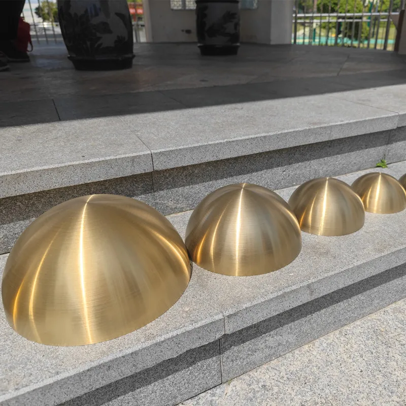 

304 Stainless Steel Titanium Gold Metal Hollow Wire Drawing Decoration Brushed Hemisphere 1.0mm Thickness 5.1cm-30cm Size