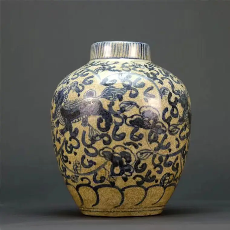 

Изысканный китайский фарфоровый сине-белый фарфоровый горшок с узором Кирин