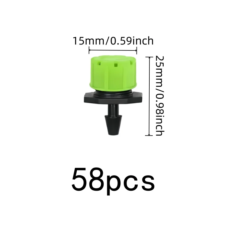 58 pcs Garden Drip Irrigation Heads, Potted Plant Drip System, Independent Switch Valve, Green 8-Hole Design