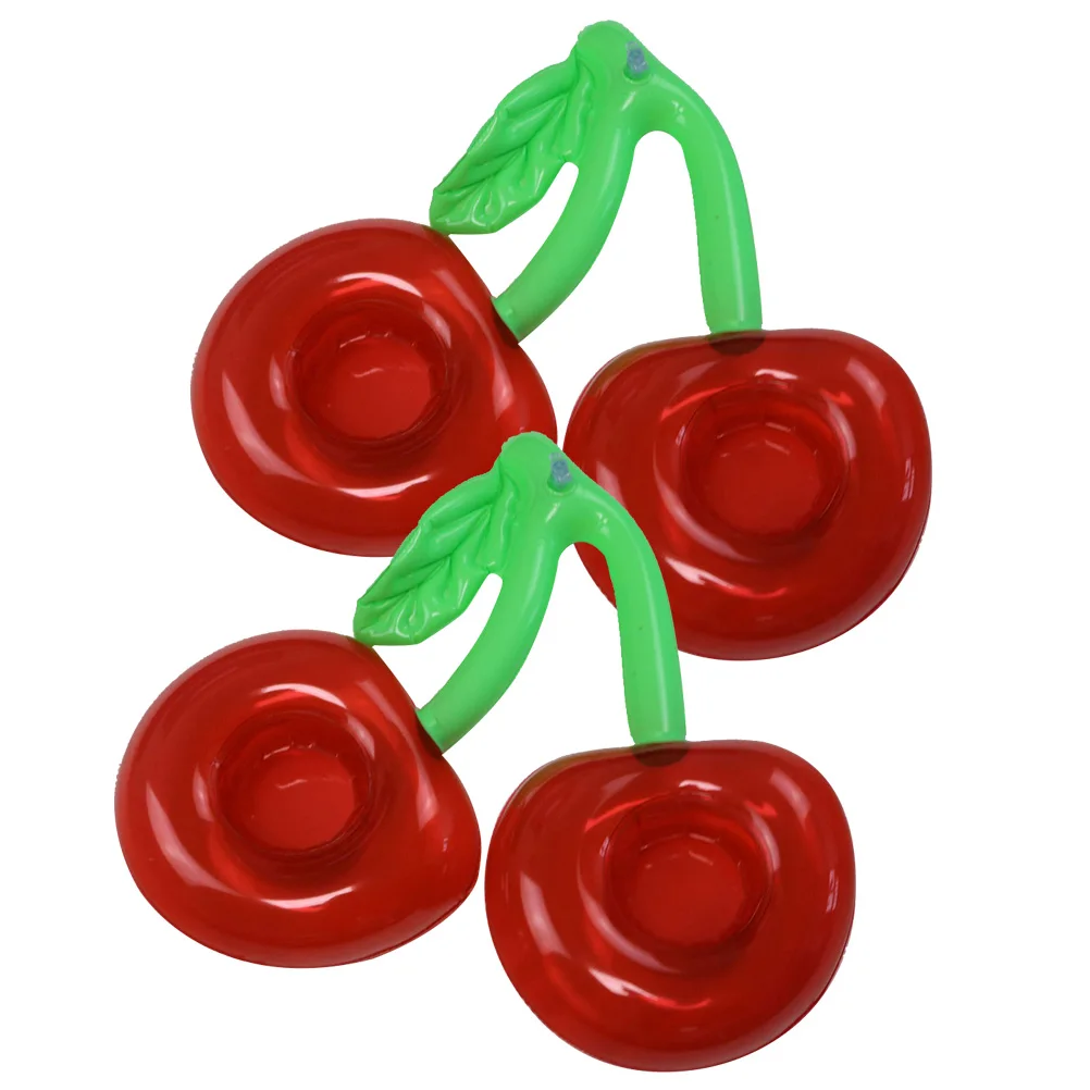 

2 Pcs Double Mouth Cherry Shape Floating Drink Holder Cup Inflatable Water