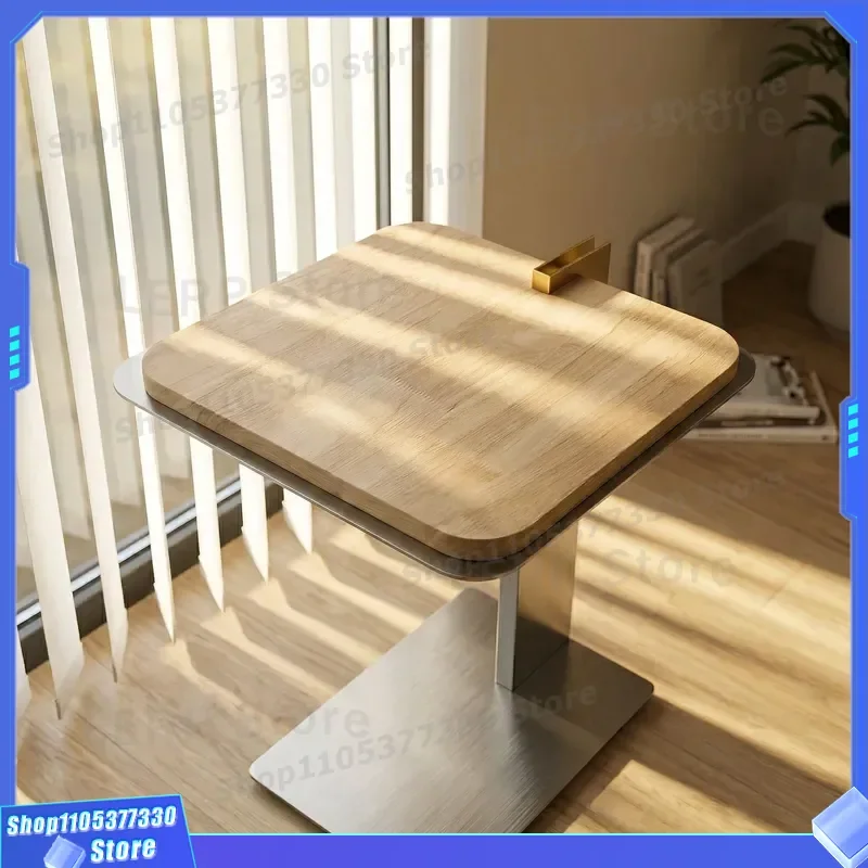 Modern Simple Stainless Steel Edge Side Table Ancient Ocean Plate Design Movable Coffee Table for Living Room Sofa Corner