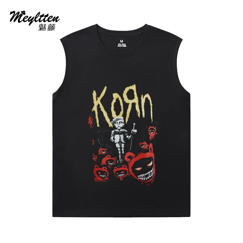 

American California KORN Cohen Band New Metal Alternative Metal Punk Tide Cotton Vest T-Shirt Short Sleeve