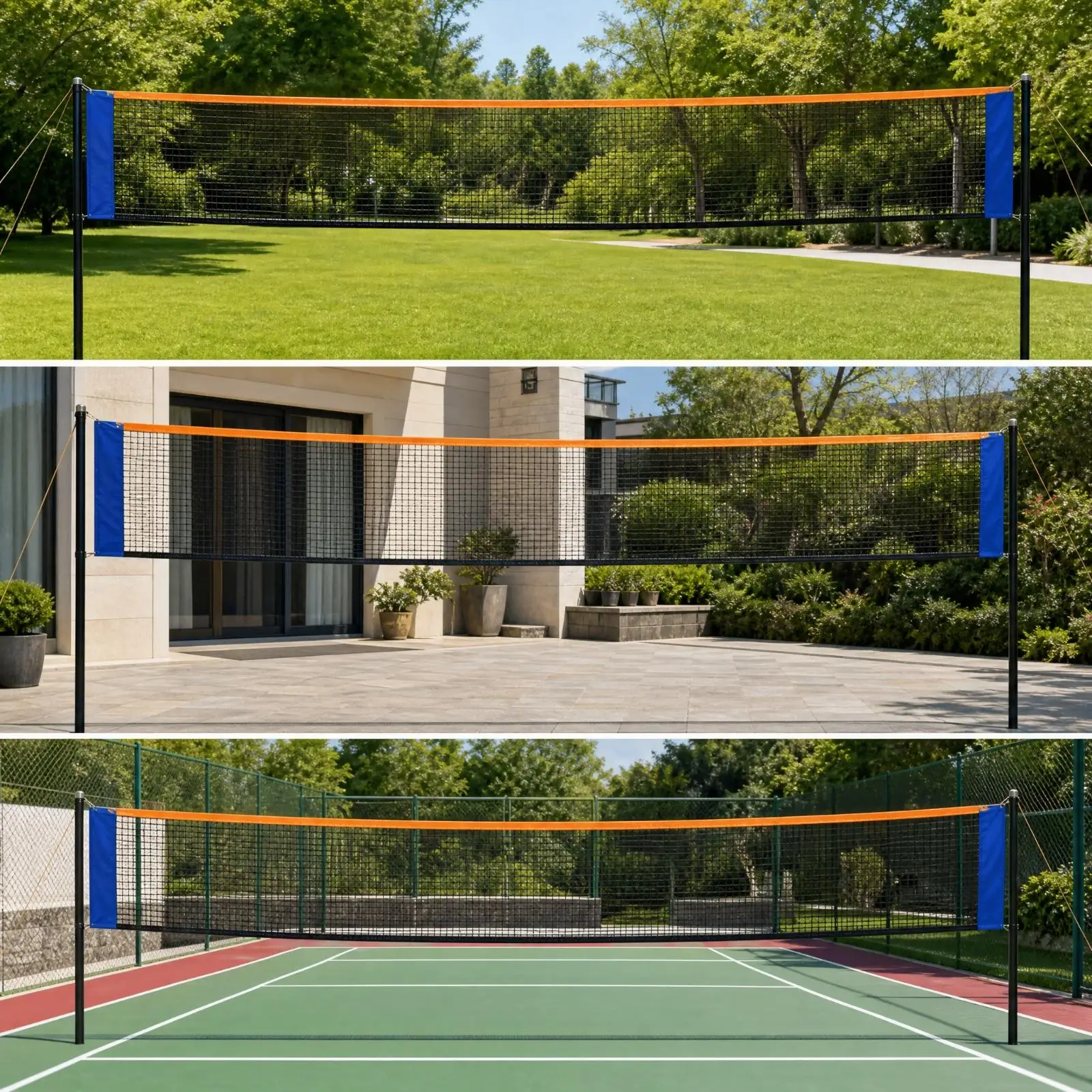 Standard Height Badminton Net for Casual Play Lightweight Polyester Foldable Design with Carry Bag for Travel