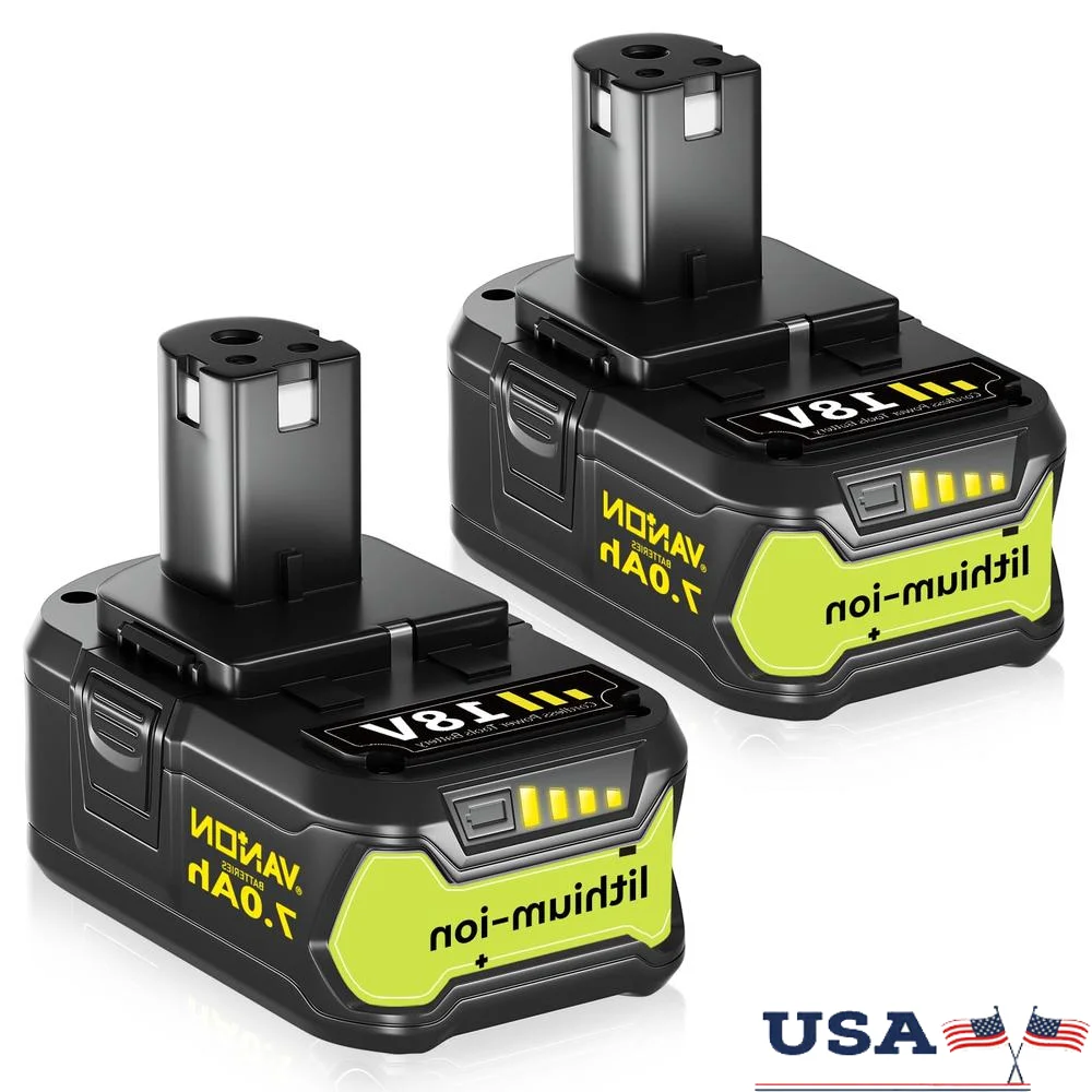 2-Pack 18V 7000mAh Replacement Battery Compatible with Ryobi 18V Cordless Tools P108 P107 P105 P104 P103