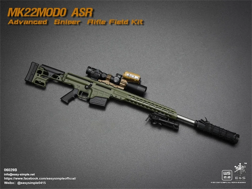 1/6 EASY & SIMPLE ES 06029 MK22Mod0 ASR 어드밴스드 스나이퍼 라이플 필드 키트, 원피스 세트 가방, 모델 세트 12 인치 액션 피규어, 인기 판매