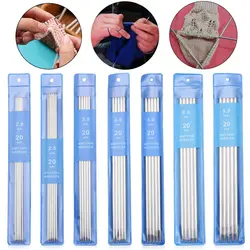5Pcs/set 20cm Straight Knitting Needles Stainless Steel Crochet Hook DIY Sweater Weave Knitting Tools Size 2-5mm