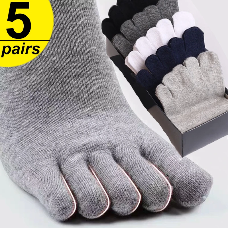 

5pairs Toe Socks Men cotton Five Fingers Socks Breathable Short Ankle Crew Socks Sports Athletic Running Solid Color Male Sox