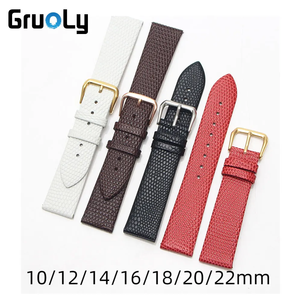 

Ultra Thin Genuine Leather Watchband Lizard Pattern Straps 10mm 12mm 14mm 16mm 18mm 20mm 22mm Universal Wristband Accessories