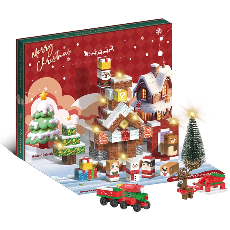 

Рождественский календарь обратного отсчета, слепая коробка, магнитный блок, детская игрушка, рождественский подарок для мальчиков и девочек