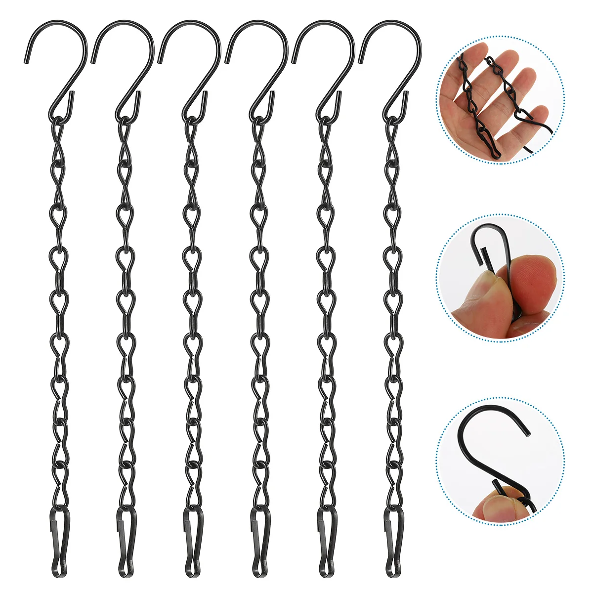 

Black Metal Hanging Chains for Lanterns Baskets Decorations Durable Material Adjustable Hooks Suitable Bird Feeder Flower