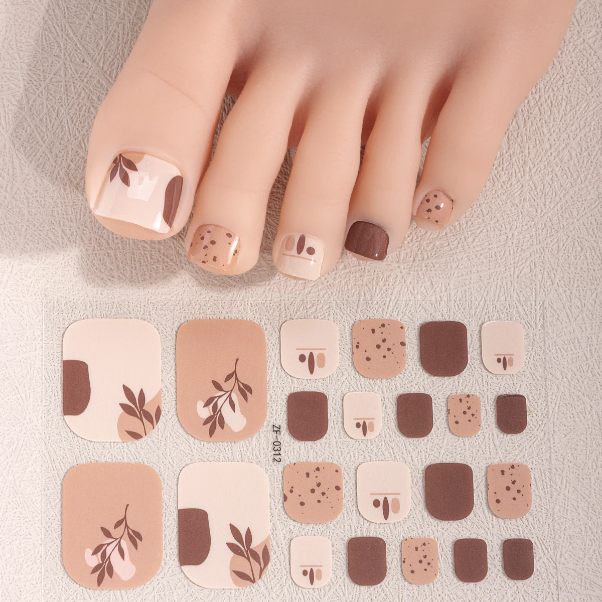 22 ヒントピンクの花足の爪ポリッシュステッカー夏花ベーキングフリー足の爪ストリップフルカバー DIY 足の装飾ステッカー