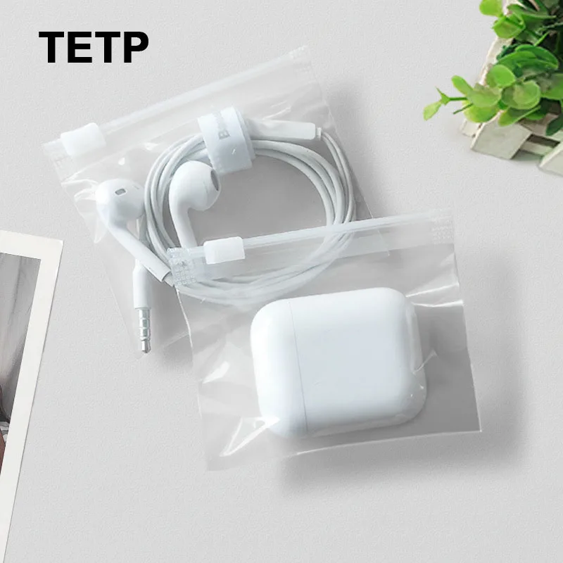 TETP 50Pcs Mini Transparent Zipper Bags For Data Cable Earphone Storage Jewelry Necklace Earrings Packaging Display Favors