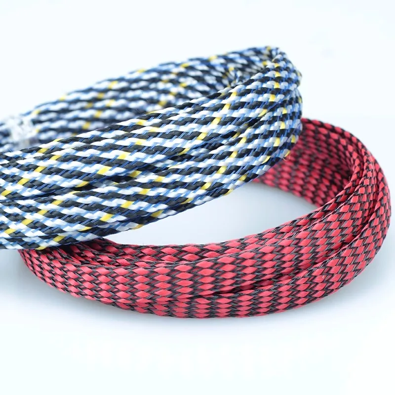 12mm Cable Sleeve Yellow White Cable Sleeves Expandable Sprira Wrapping Wire Braid Sleeving PP Cotton Yarn PET Cable Protection