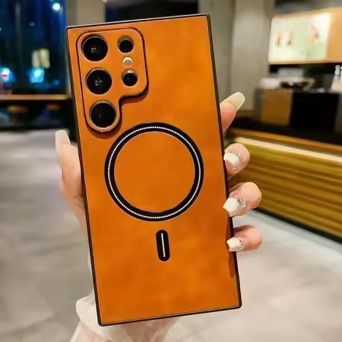 Vintage Leather Magnetic For Magsafe Case For Samsung Galaxy S25 S24 S23 S22 S21 FE Note 20 Ultra Plus S21FE S23Ultra S 25 Cover