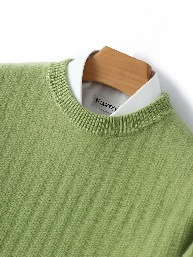 

Autumn Winter Men's Pure Wool Sweater Loose round Ne Pullover Knitted Busin Casual Warm Base Layer Clothing