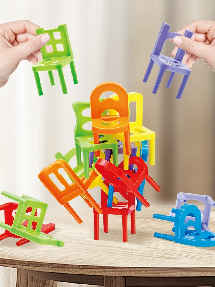 Conjunto de brinquedos de empilhamento de cadeira, brinquedos educativos, cadeiras de empilhamento