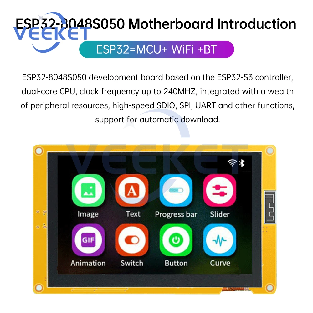 ESP32-S3 WIFI BT Development Board 5-inch/7-inch 800*480 Display Screen Type C interface RGB LCD TFT Module