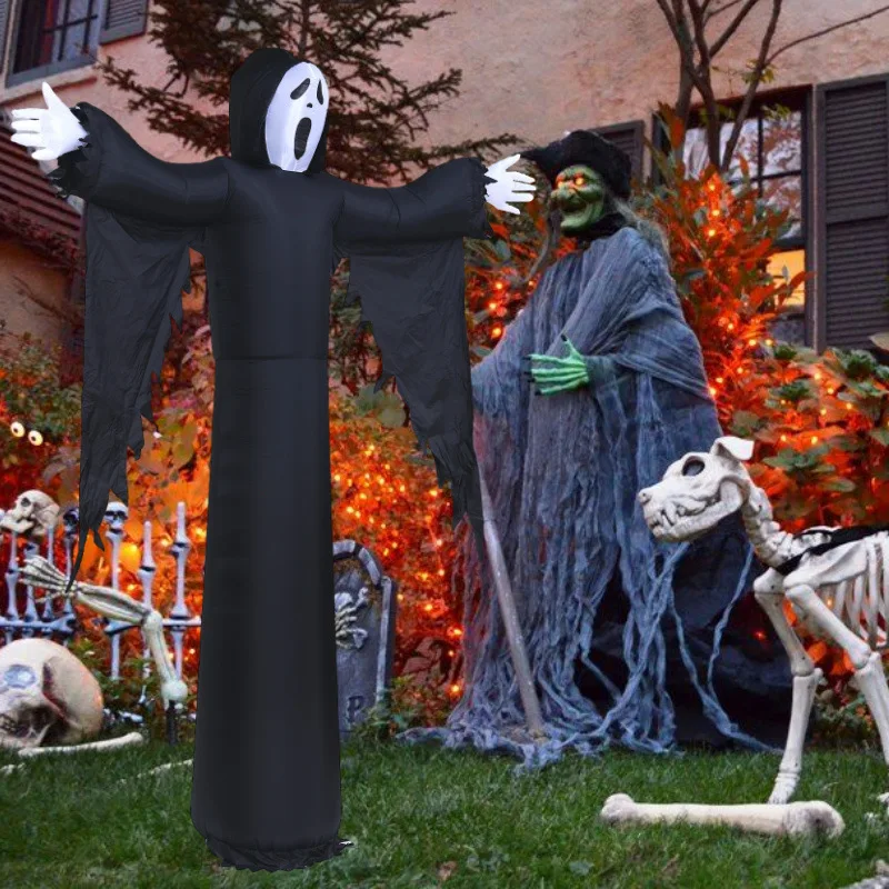

3.6m Tall Inflatable Halloween Ghost with LED Halloween Party Inflatable Scary Black Ghost Outdoor Garden Decoration Ornaments