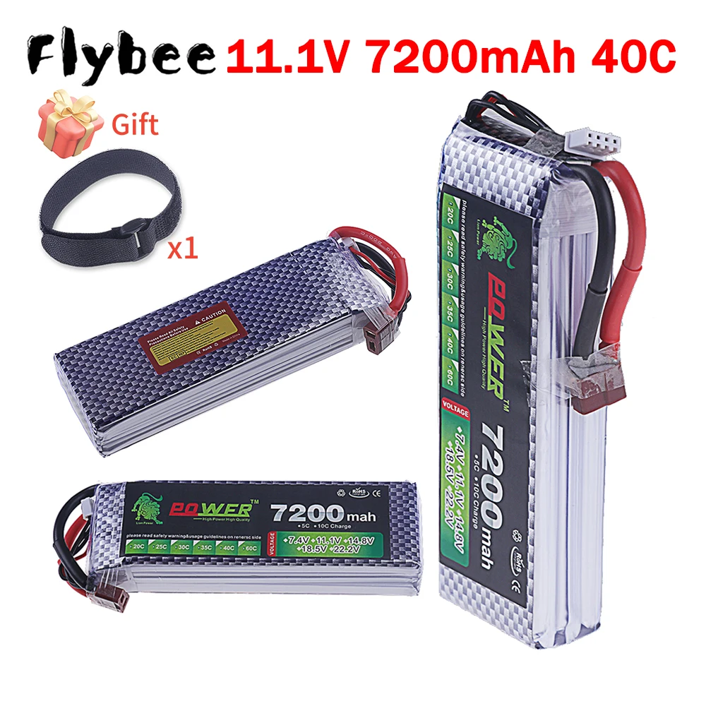

7200 мАч 11,1 В 40C Lipo аккумулятор для радиоуправляемого автомобиля, вертолета, квадрокоптера, гоночного дрона FPV, 11,1 В, 3S, аккумуляторные батареи MAX 60C