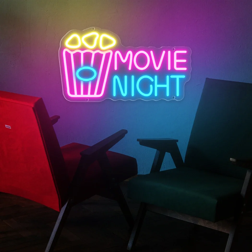 Movie Night Neon Light LED Light Cinema Party Restaurant Cafe Tavern Club Room Wall Decoration Signs