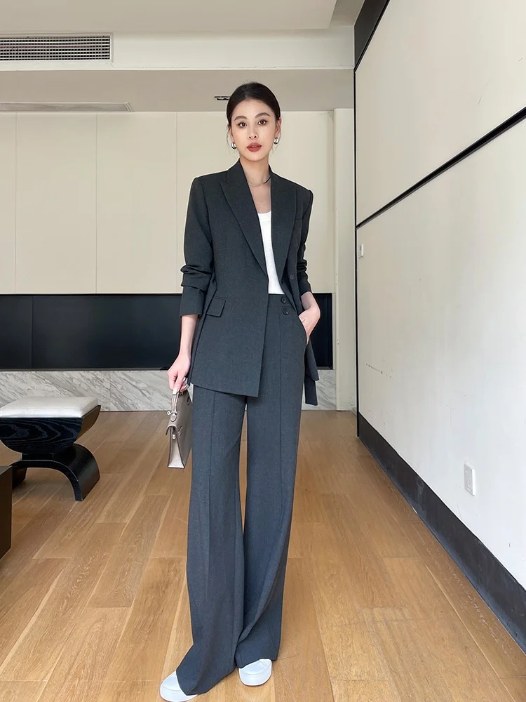 

ey Suit Set for Women Commute Profional Sle Young Career Women High Quali Spring Autumn Faion Ele Outerwear