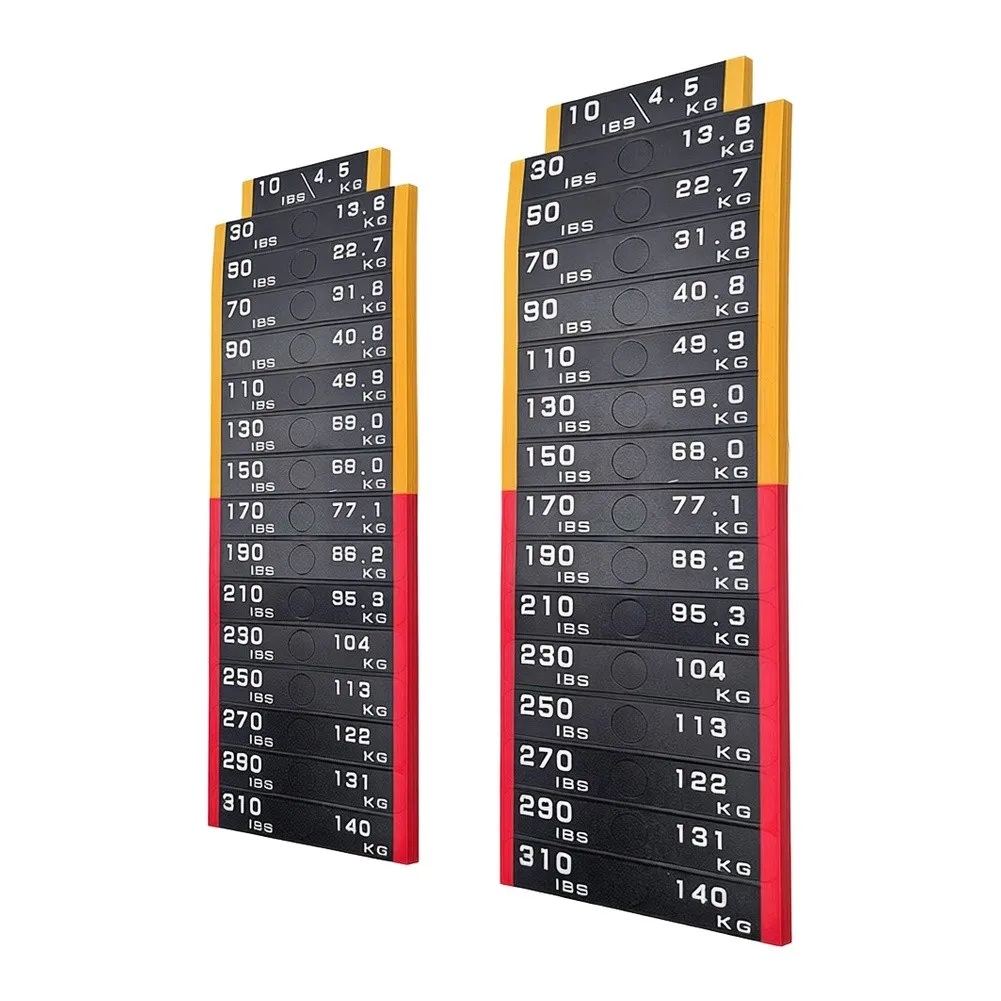 Plastic Weight Sticker Labels 2 Pack for Home Commercial Gyms 4.5kg to 140kg Increments 1.6x9cm Black Waterproof