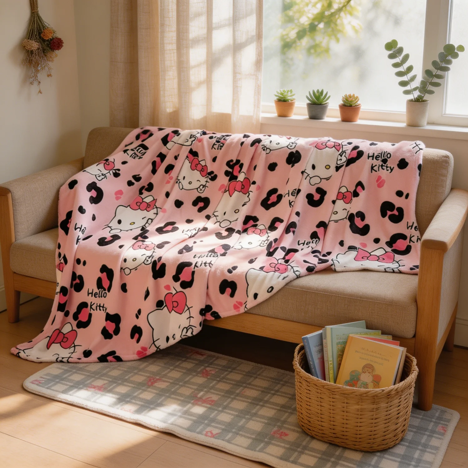 

Милое одеяло Sanrio Hello Kitty с мультяшным принтом, утолщенное, для осени и зимы, с рисунком снежинок, фланелевое, для кондиционера, в подарок