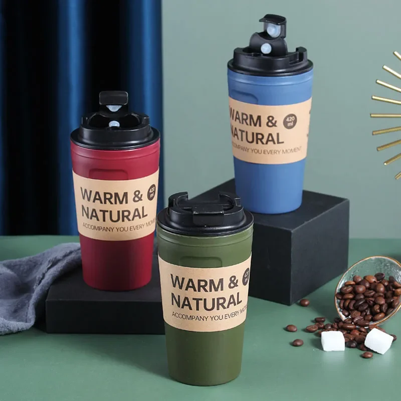 Coffee Cup Milk Tea Simple Carry-on Camping Hiking Drinking Bottle Outdoor Leisure Sealed Leak-Proof Portable with Cover Gifts