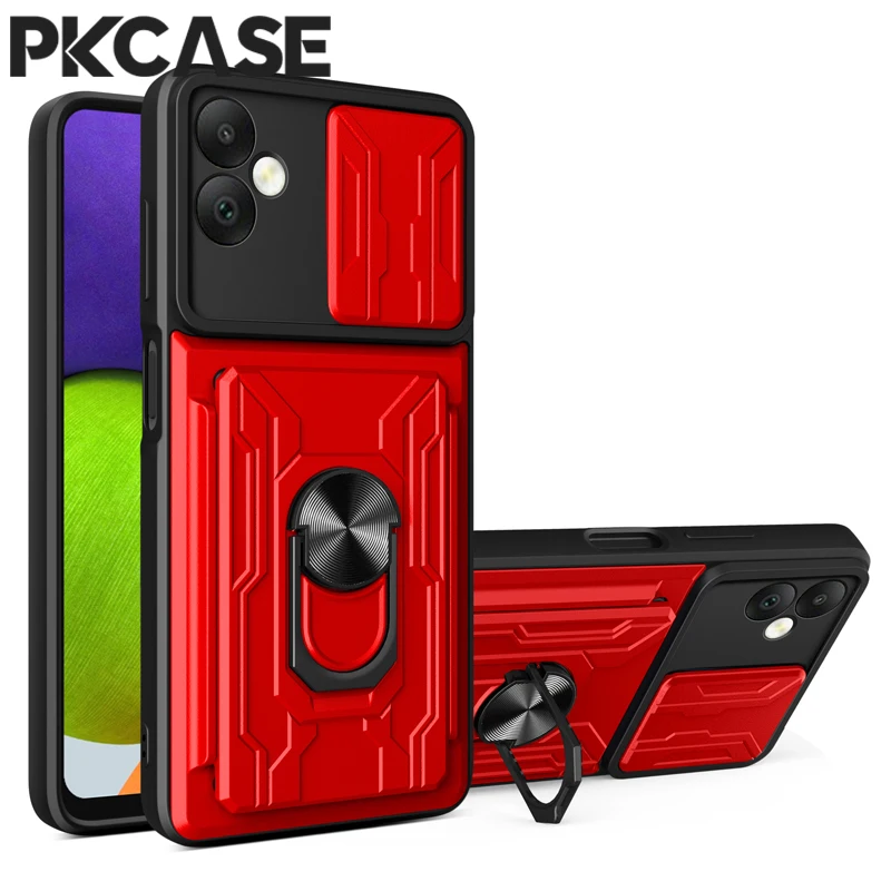 PKCASE Push Window Case For Samsung S21 S20 FE Plus Note 20 Ultra Card Solt Cover For Galaxy A22 5G A20 A30 A50 A30S A50S M32 4G