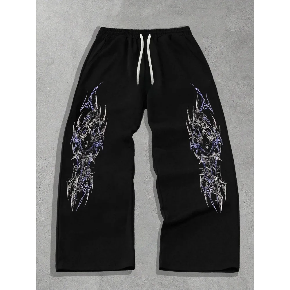 

Men's loose-fitting gothic dark style outdoor casual sports pants, a top choice for campus fashion and streetwear.