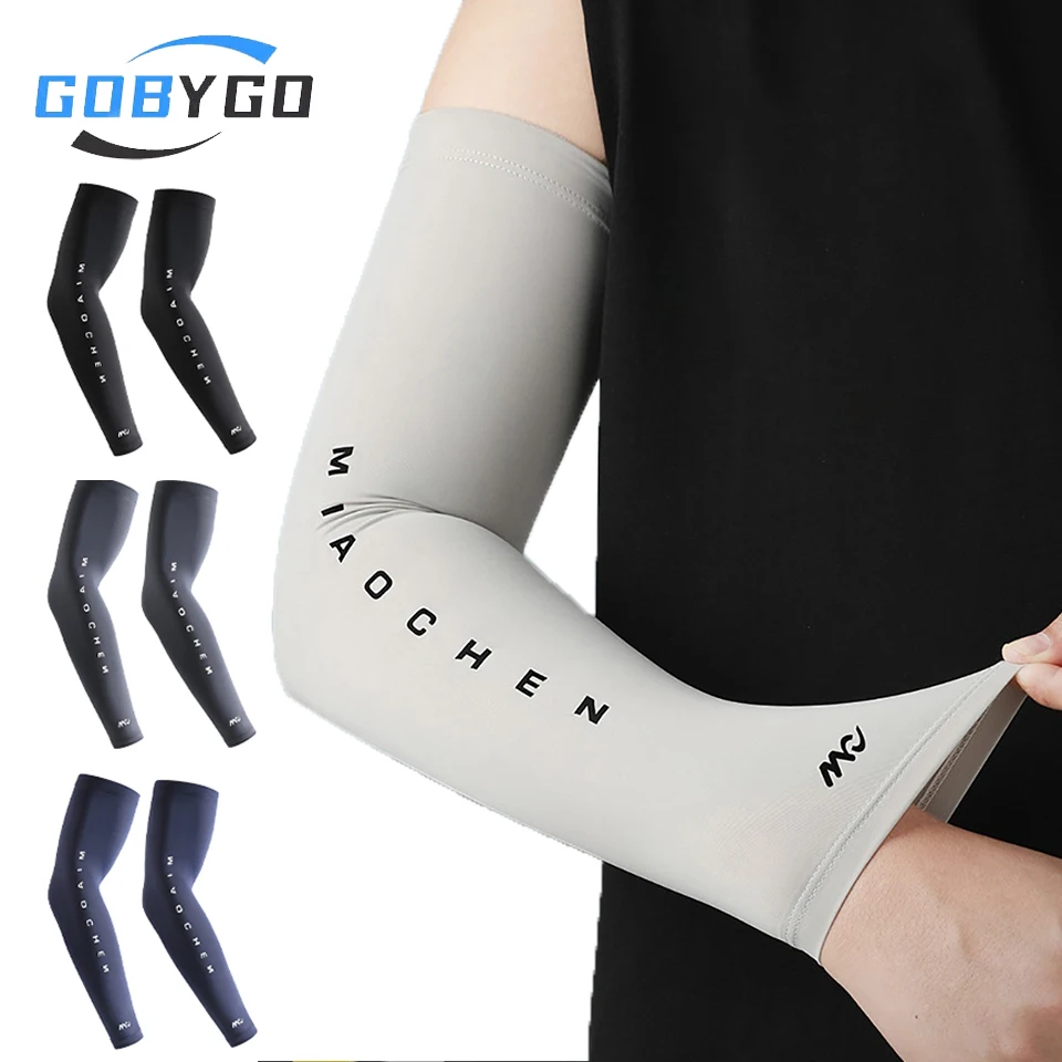 

GOBYGO 1Pair UPF50+ Summer Cooling Arm Sleeves Lightweight Ice Silk Breathable UV Protection Outdoor Sports Cycling Men Women