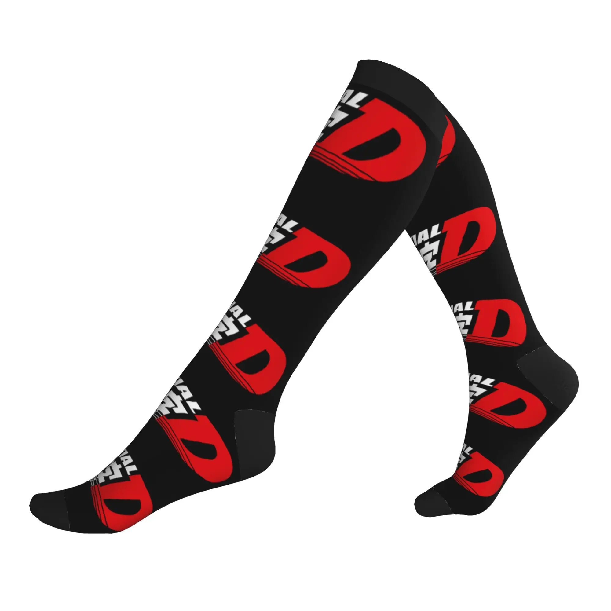 Novelty Print Anime Initial D Logo Socks for Men Women Stretch Summer Autumn Winter  Sports Compression Socks