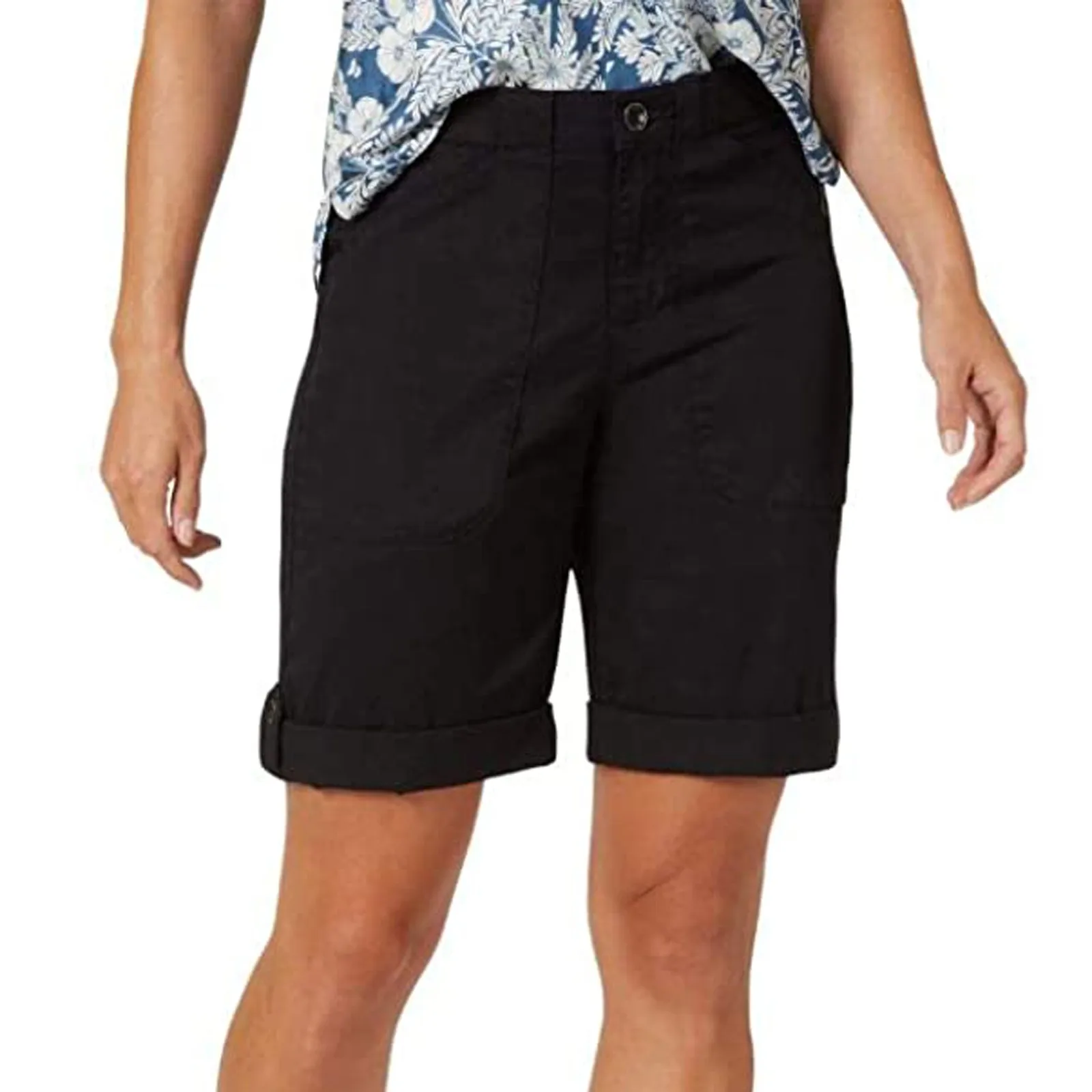 

Women Shorts Cargo Short Pants Cotton Linen Pants Pocket Elastic Waist Summer Women Beach Solid Color Sliming Comfot Breathable
