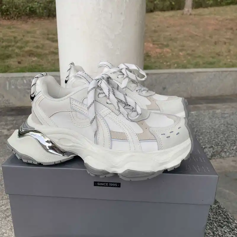 

Parisian Dad Shoes Women's Thick Bottomed Genuine Leather Heightening Casual Sports Running Shoes Summer 2025 Trendy All-Match