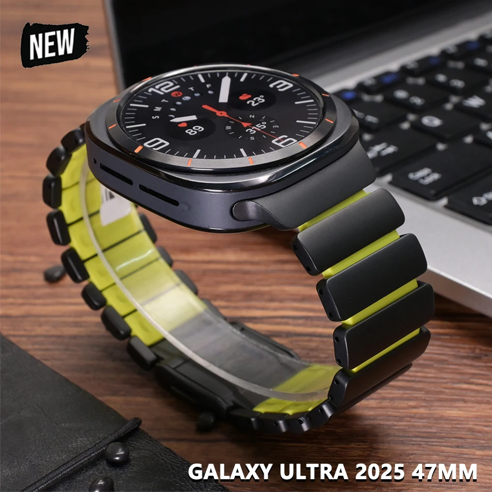 

Титановый деловой ремешок для Samsung Galaxy Watch Ultra 2025/2024 47 мм, резиновый мужской браслет для Galaxy Watch 8, 8 Classic 40 мм, 44 мм, 46 мм