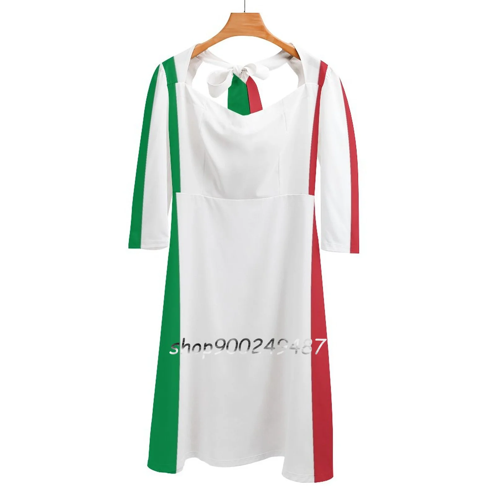 Italy. Italian. Italian Flag. Full Cover , Flag Of Italy , Square Neck Dress Sweet Summer Dress Women Elegant Halter Print