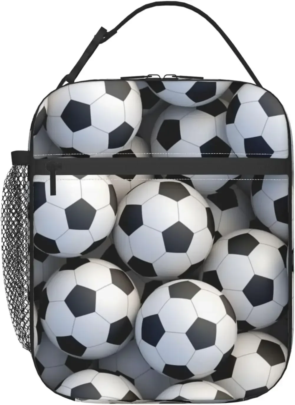 Soccer Lunch Box for Kids Adults Girls Boys Balls Lunch Bag Cooler Tote Reusable Insulated Lunch Bag Container Gifts for Picnic