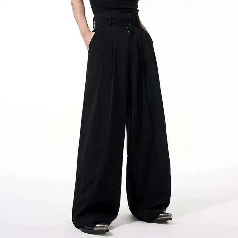 LUZHEN Casual Design 2026 Color Straight New Pleated Solid Pants Men's Stylish Luxury Loose Wide Leg Trouser Male Clothes JY8221
