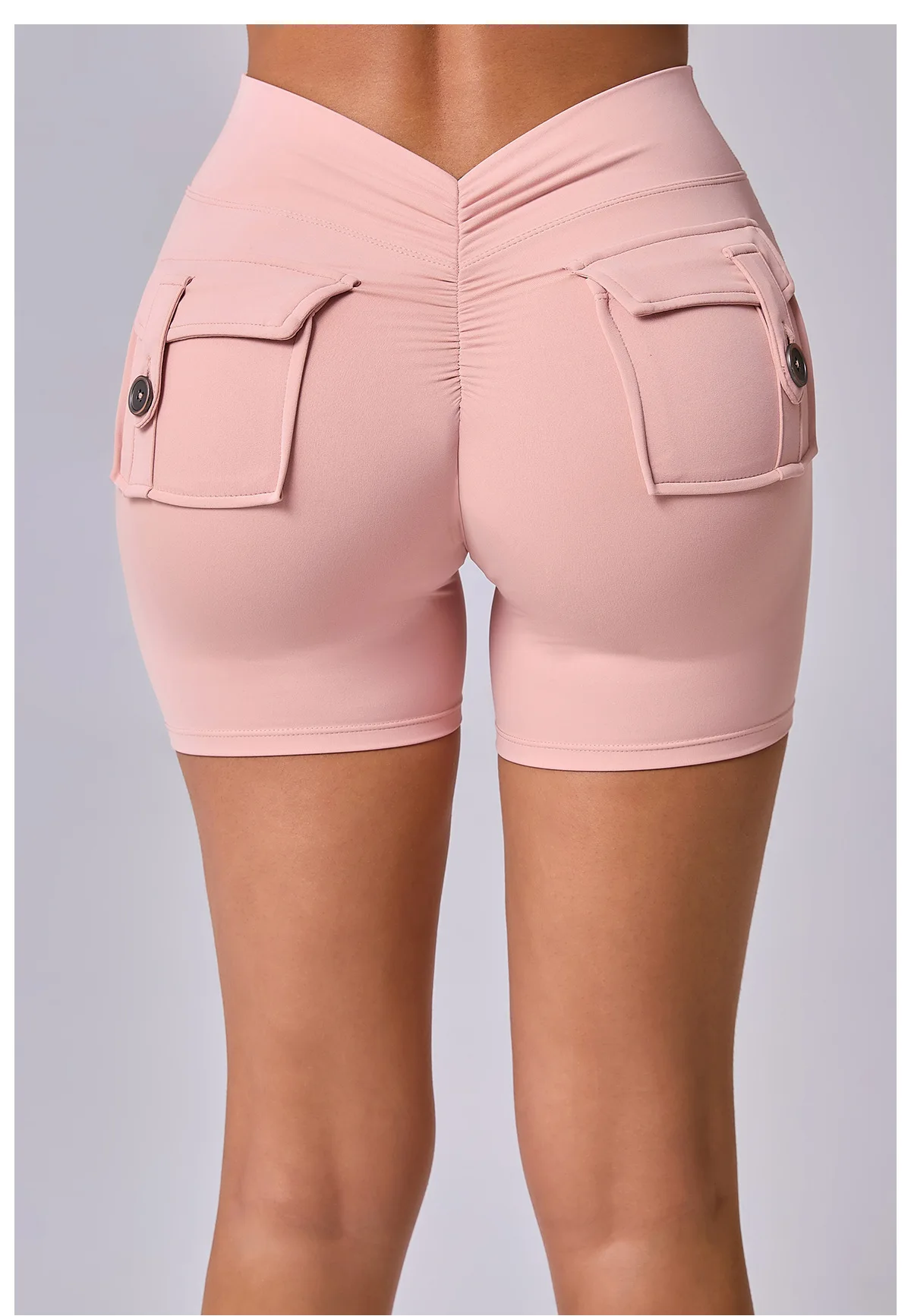 ヨーロッパとアメリカのリア V ツーリングポケットヨガリンクルスキニー尻ショーツサイクリング桃尻フィットネスショーツ