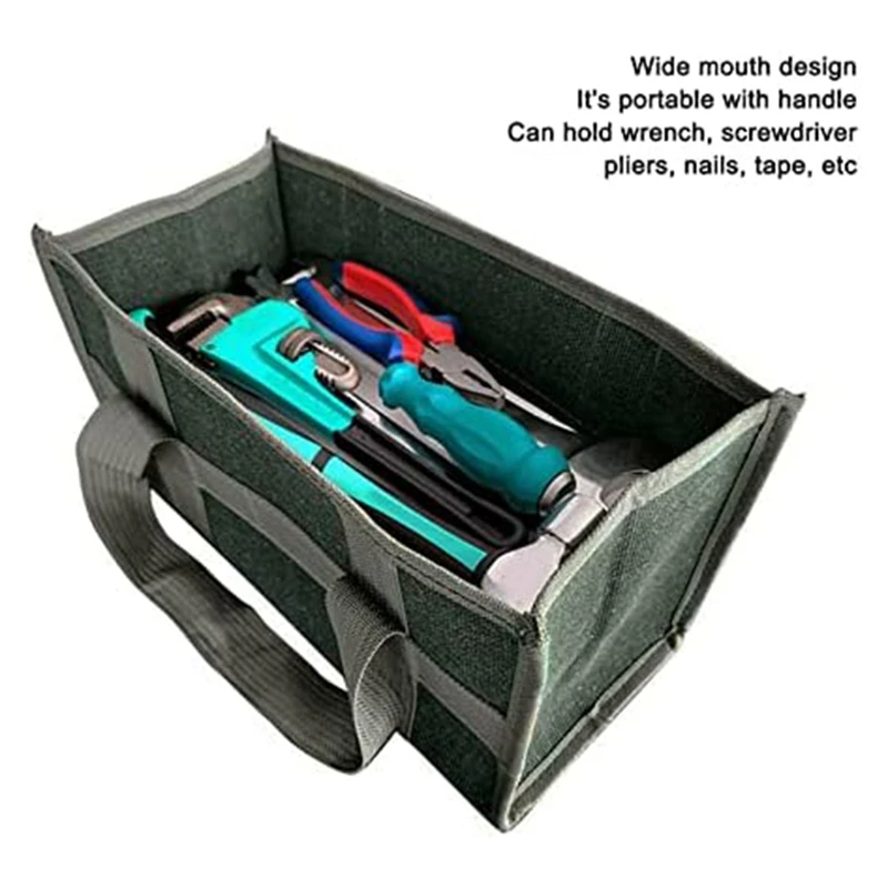 Wide Mouth Tool Bag, Portable Tool Organizer Canvas Large-Capacity Wear Resistant For Handyman For Maintenance Reusable