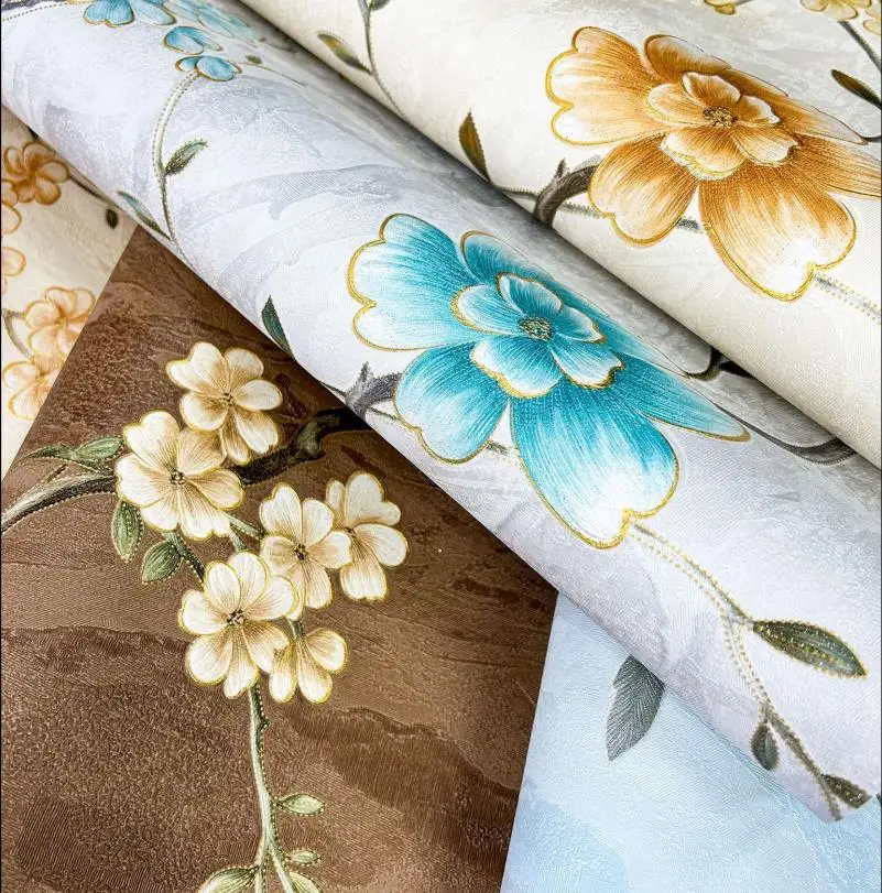 

Vine Flower Wallpaper Bedroom Warm Rural American Rero Non-Woven Living Room Household Pastoral Floral Wall Paper Roll