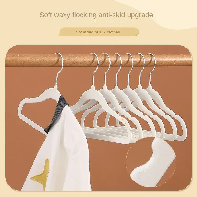 10/20Pcs Plastic Flocked Hangers, Children's Hangers, Non-Slip Shoulder-Protecting Small Hangers, Do Not Bulge,