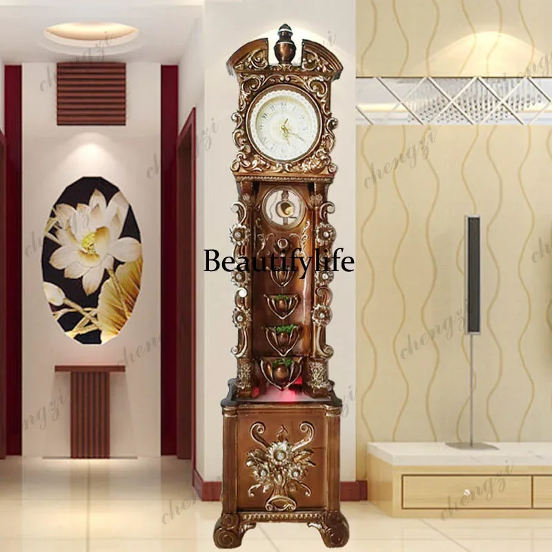 Living room floor vertical clock large standing clock European antique clock TV cabinet next to the floor ornament