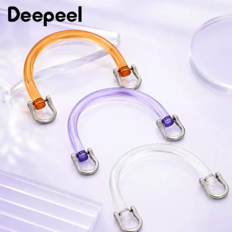 

1/2/3Sets 12cm Acrylic D Shape Bag Handle with Metal Buckles Resin Wristband Handbag Decor Ring Frame Replacement Part Accessory