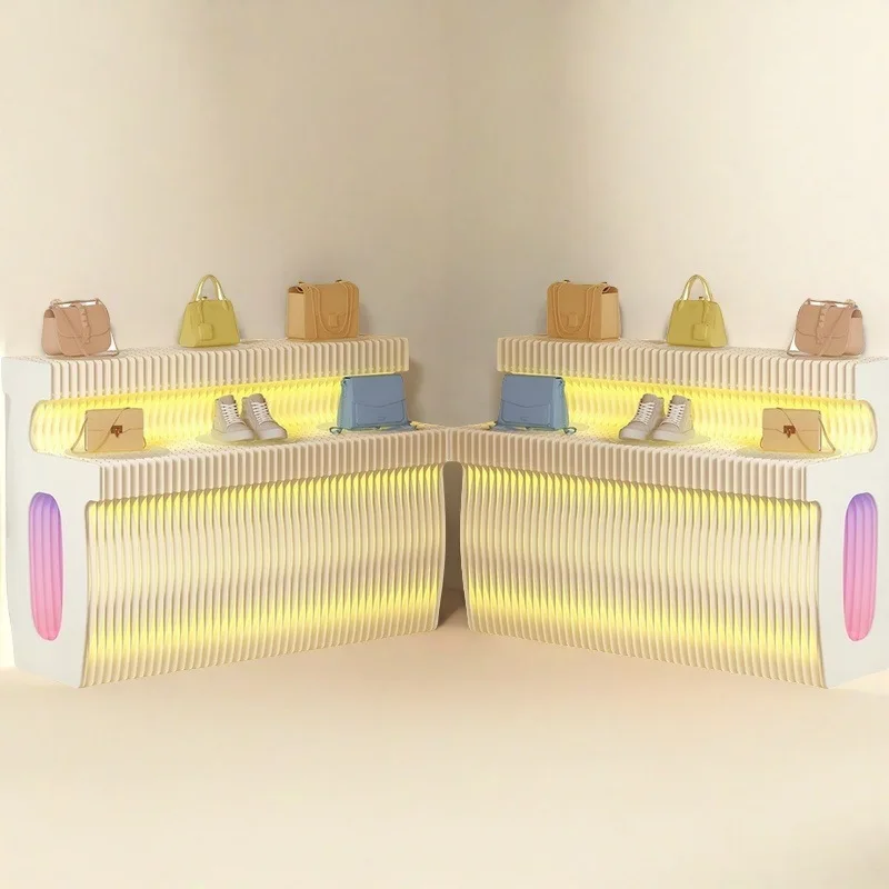 

Eighteen-paper display stand Commercial double-layer display cabinet Exhibition hall Setting table Products Clothing store Lumin