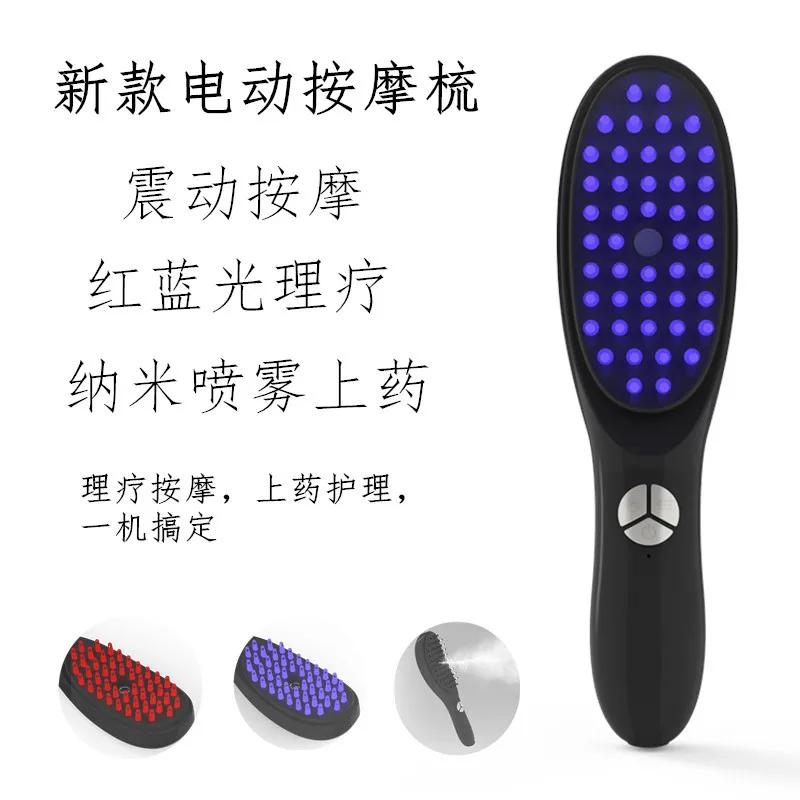 Negative Ion Scalp Care Comb - Red Blue Light Physiotherapy, Spray Medicine & Massage